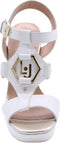 Liu Jo Hebe 15 - Dames Sandalen met Blokhak - Goudkleurige Accenten - Wit - Maat 39