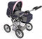 Poppenwagen - Combiwagen - Lena - Donkerblauw met roze hartje