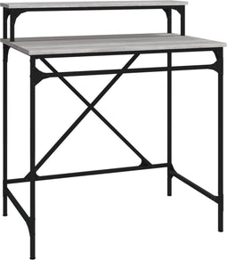 vidaXL - Bureau - 80x50x90 - cm - bewerkt - hout - en - ijzer - grijs - sonoma - eiken