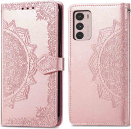 imoshion Hoesje Geschikt voor Motorola Moto G42 Hoesje Met Pasjeshouder - imoshion Mandala Bookcase - Rosé Goud