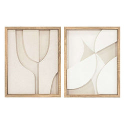 Schilderij Home ESPRIT Wit Natuurlijk Modern Scandinavisch 40 x 3,8 x 50 cm (2 Stuks)