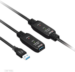 Club 3D CAC-1406 - USB 3.2 Gen1 Active Repeater Kabel - 15m M/F 28AWG - Zwart