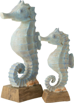 J-Line decoratie Zeepaardje Magnesium - metaal - blauw - large