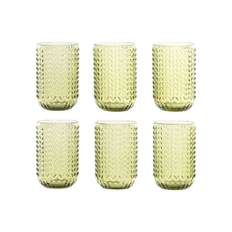 Glazenset Home ESPRIT Groen Kristal Met reliëf 420 ml (6 Stuks)