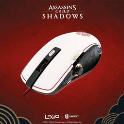 Lexip X Ubisoft - Assassin's Creed Shadows - USB Gaming Muis 12000 DPI - zwart wit rood
