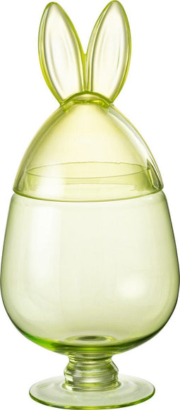 J-Line voorraadpot Konijn - glas - groen - medium - paasdecoratie