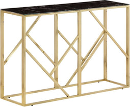 vidaXL - Wandtafel - roestvrijstaal - en - gehard - glas - goudkleurig