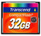 Transcend 32GB - CompactFlash Card - 133x snelheid - 65MB/s lezen 35MB/s schrijven