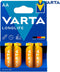 Varta Longlife Extra Mignon AA Batterij - Alkaline - 10 jaar stroomopslag - (4 stuks)