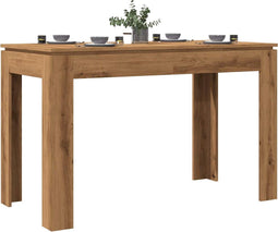 vidaXL - Eettafel - 120x60x76 - cm - bewerkt - hout - artisanaal - eikenkleur