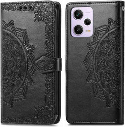 iMoshion Hoesje Geschikt voor Xiaomi Redmi Note 12 Pro Hoesje Met Pasjeshouder - iMoshion Mandala Bookcase - Zwart