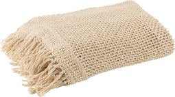 J-Line Plaid Gebreid Katoen Beige