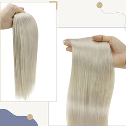Clip-In Paardenstaartverlenging | 55CM - Kleur #60 - Makkelijke Installatie - Voegt Lengte & Volume Toe