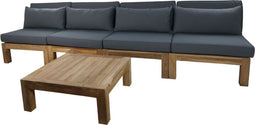 Tuin loungeset Aruba 5-delig (incl. kussens) - Naturel/Donkergrijs - Teak