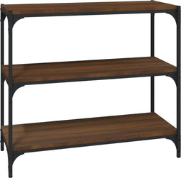 vidaXL - Boekenkast - 80x33x70,5 - cm - bewerkt - hout - en - staal - bruin - eikenkleur