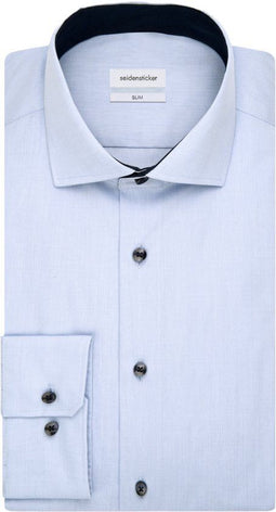 Seidensticker Slim Fit Langarm Poplin Herenoverhemd – Maat 38 – Blauw