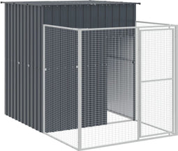 vidaXL - Hondenhok - met - ren - 165x251x181 - cm - gegalvaniseerd - staal - antraciet
