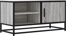 vidaXL - Tv-meubel - 80x34,5x40 - cm - bewerkt - hout - metaal - grijs - sonoma - eiken