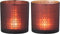 J-Line windlicht Oosters - glas - rood/goud - medium - 2 stuks