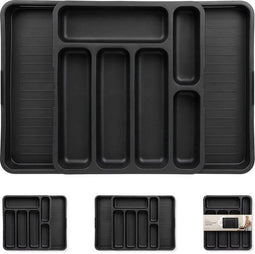 Deleca Uitschuifbaar Bestekbak - Besteklade Organizer - 8 Vakken - 53 x 35 cm - Zwart