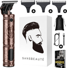 Sansbeauté® T-Blade Buddha Trimmer - Draadloze Baard- en Haartrimmer - 3 Opzetkammen - Bronze Platinum