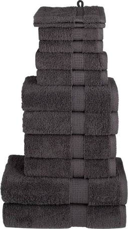 vidaXL - 12-delige - Handdoekenset - SOLUND - 600 - g/m² - antracietkleurig