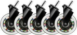 Deltaco GAM-141 - RGB Rainbow Zwenkwielen - 3 inch - Zwart (5 stuks)