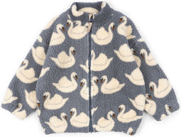Konges Sløjd Jody Teddy Jacket/Jas met fleece - Swan - Maat 18 mnd