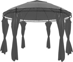 vidaXL - Prieel - met - gordijnen - rond - 3,5x2,7 - m - antracietkleurig