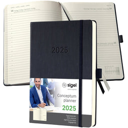 Sigel Conceptum dagagenda - A5 - 2025 - (NL/FR/EN/DU) - zwart - hardcover - SI-C2510