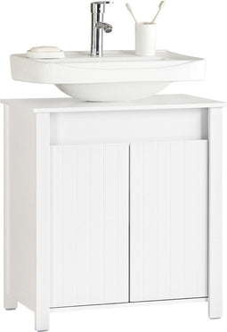 SoBuy BZR101-W - Wastafel Onderkast - 2 Verstelbare Planken - Wit