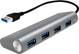 LogiLink UA0307 - USB Hub - 4x USB 3.2 Gen 1 Type-A - Aluminium