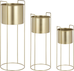 Mica Decorations Favani - Bloempot op standaard - Set van 3 - H80 x Ø28 cm - Goud (set van 3)