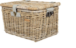 Basil Denton L - Fietsmand - Luxe rotan met deksel - Grijs