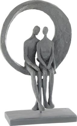 J-Line decoratie Koppel Cirkel - polyresin - grijs