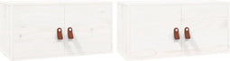 vidaXL - Wandkasten - 2 - st - 60x30x30 - cm - massief - grenenhout - wit