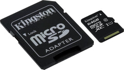 Kingston Micro SD kaart - 64 GB - UHS-I klasse 10 - met SD Adapter