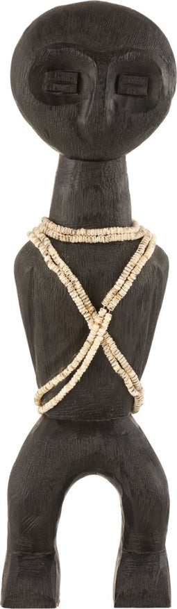 J-Line decoratie Figuur Takwimu - hout - zwart - large