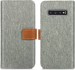 iMoshion Hoesje Geschikt voor Samsung Galaxy S10 Hoesje Met Pasjeshouder - iMoshion Luxe Canvas Bookcase - Grijs