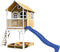 AXI Sarah Speelhuis in Bruin/Wit - Met Verdieping, Blauwe Glijbaan en Zandbak - Speelhuisje voor de tuin / buiten - FSC hout - Speeltoestel voor kinderen
