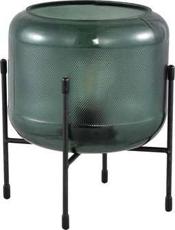 PTMD Fenna Tafellamp - H21,5 x Ø18 cm - Glas - Ijzer onderstel - Groen
