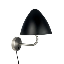 OULU - Wandlamp - zwart - geborsteld staal