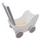 Houten poppenwagen wit zilver met dekje