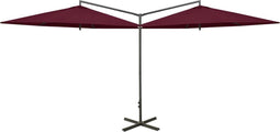 vidaXL - Parasol - dubbel - met - stalen - paal - 600 - cm - bordeauxrood