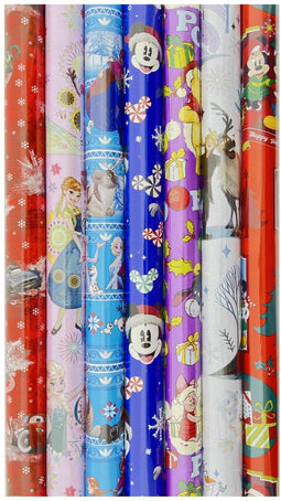 Disney - Cadeaupapier - 7 rollen met kerstmotieven - Multikleur