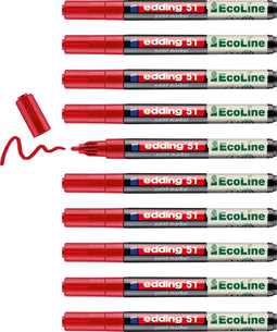 edding 51 EcoLine - lakmarker - waterbasis - laag VOS-gehalte - rood (10 stuks)