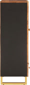 vidaXL - Hoge - kast - 60x33,5x100 - cm - massief - mangohout - bruin - en - zwart