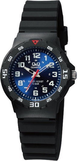 Q&Q VR19J005Y - Horloge - Sport - Analoog - Dames - Vrouwen - Kinderen - Plastic band - Rond - Kunststof - Cijfers - Zwart - Rood - Wit - Blauw - 10 ATM