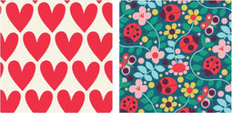 Rex Inpakpapier Lieveheersbeestje en Hartjes - 4 stuks - 48.9 x 69.2 cm - Dikte 100gr