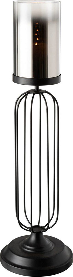 J-Line windlicht Op Voet - kaarshouder - metaal/glas - zwart - large